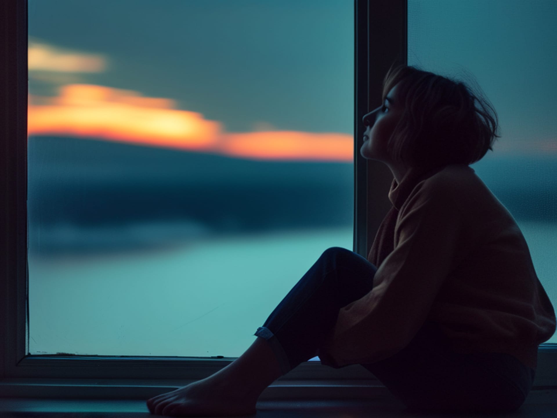 A person journaling thoughts by a window at dusk, introspective mood, soft focus, emotional preparation, cinematic lighting --ar 16:9