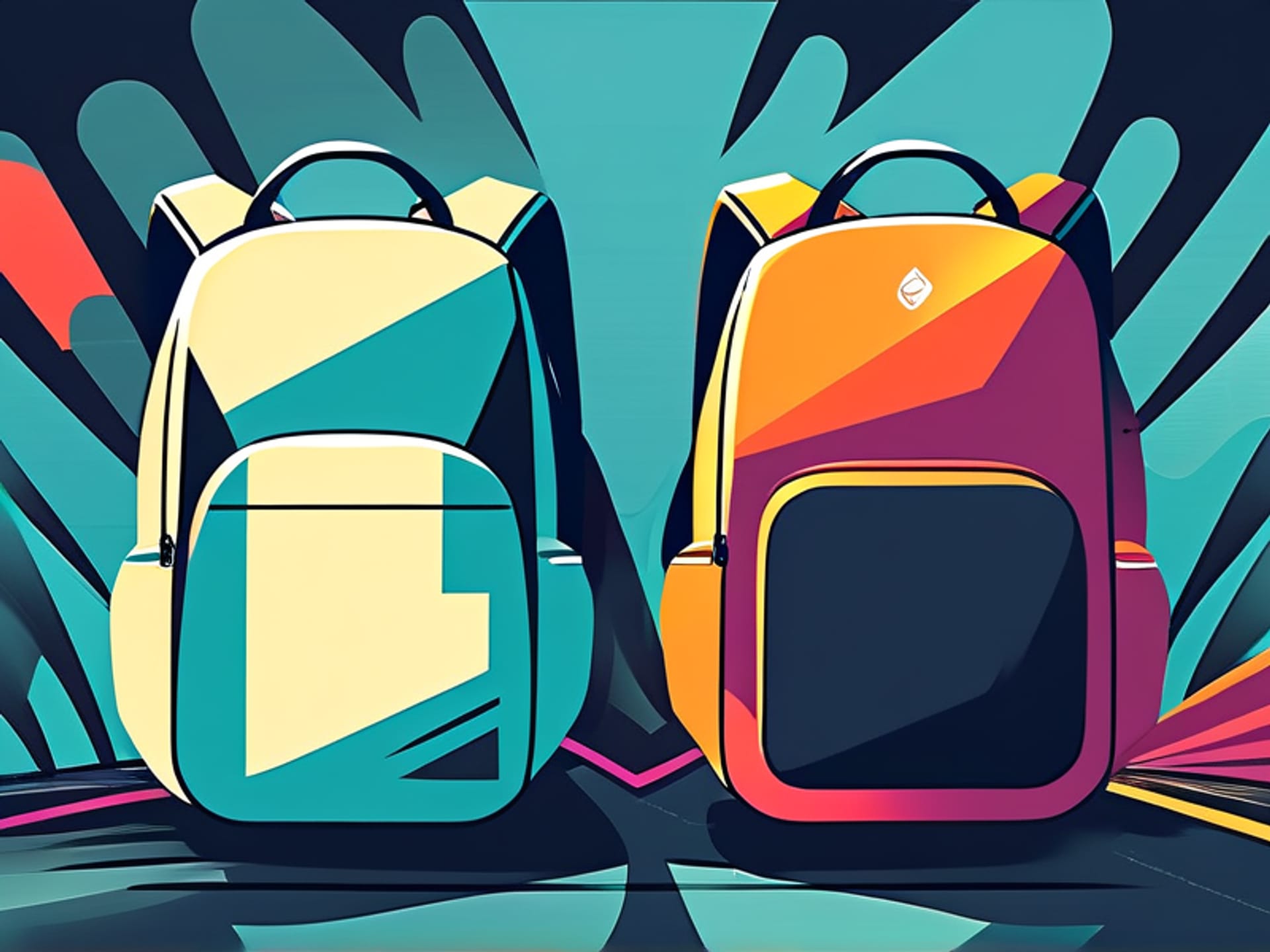 AI Image Prompt: Two complementary brands visually represented. A strong, rugged backpack brand logo on one side, a minimalist travel journal brand logo on the other. An arrow interlinks them. Stylized followers look at both, nodding in approval. Background: abstract pattern suggesting community and synergy. Style: Vector art, clean lines, modern, flat design with subtle shadow. --ar 16:9
