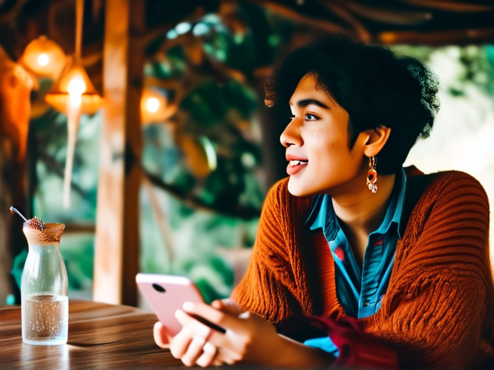 Midjourney Prompt: Person in casual conversation, relaxed smile, hands gently clasped in front of them at waist level, fingers loosely intertwined as if holding a delicate object, body language is open and calm, warm ambient light, focus on the natural, relaxed hand position --style raw --ar 16:9