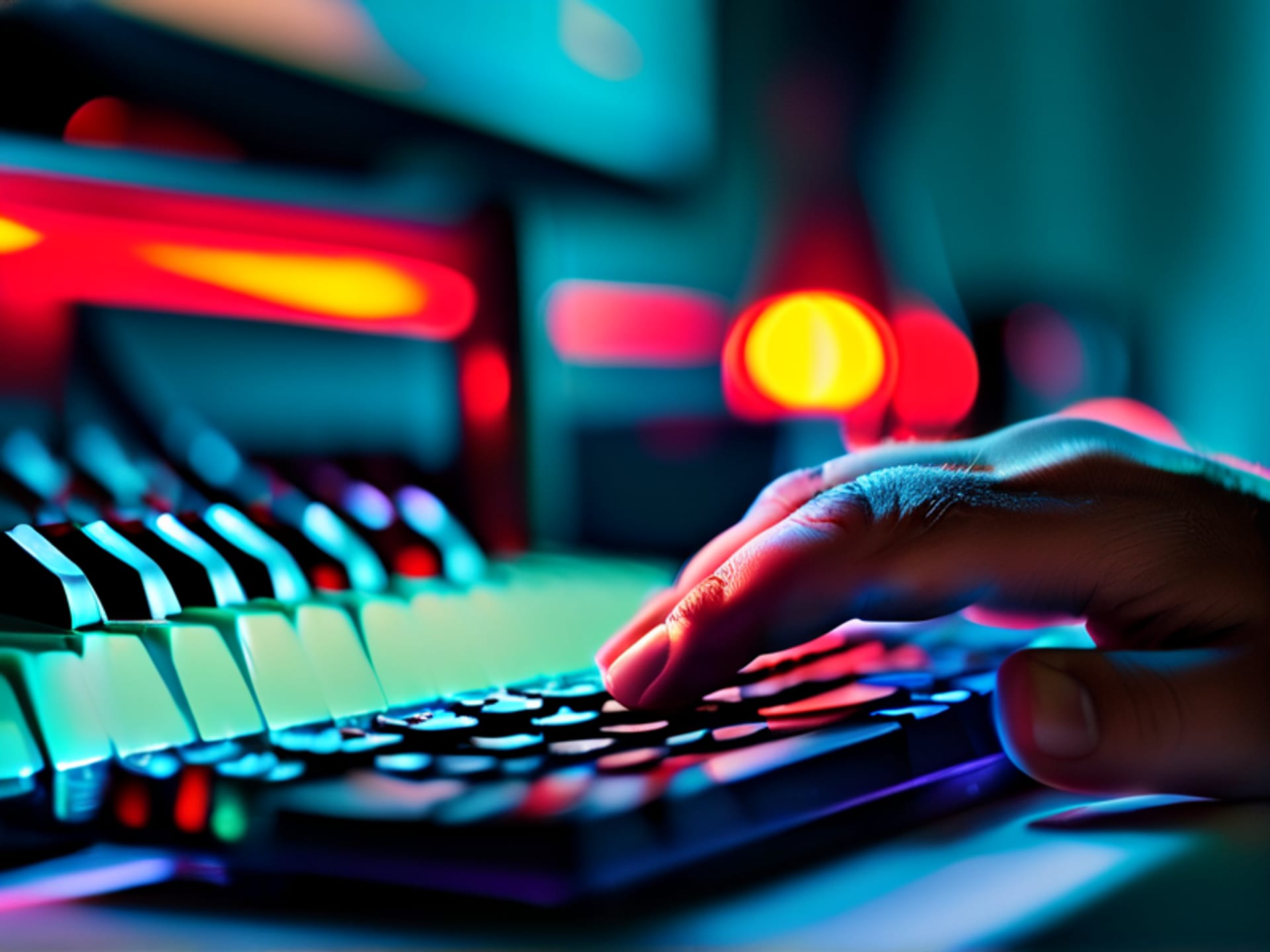 Stable Diffusion prompt: Close-up shot of a finger hovering over the keyboard's 'ENTER' key. The keyboard glows with a faint red warning light. Blurry, negative words like 'lame' and 'wrong' are faintly visible in the background bokeh. Photorealistic, dramatic lighting.