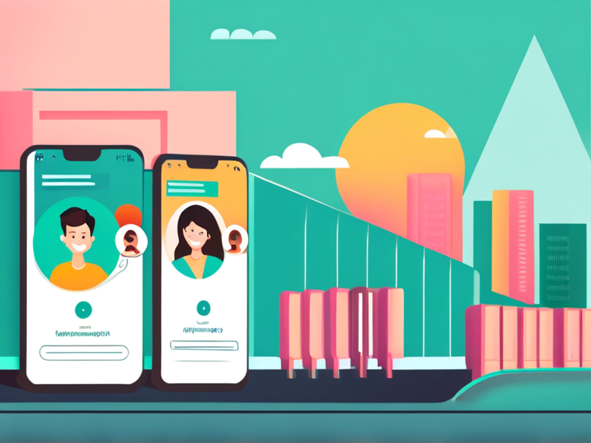 A person scrolling on a phone, an overlay shows profiles of micro-influencers with engaged, niche audiences. Minimalist design, clean lines, pastel color palette, isometric illustration style.
