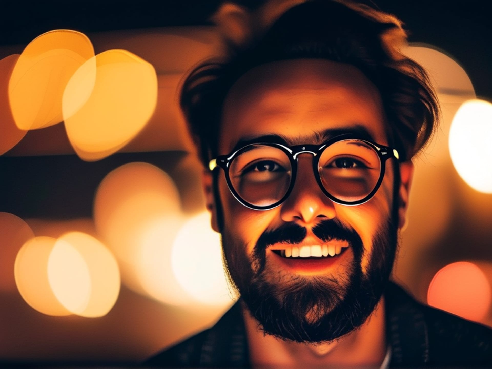 A friendly, diverse person speaks directly into the camera with a genuine smile, soft bokeh background, shallow depth of field, intimate portrait style, warm lighting, inviting and personal feel, stock photo realism.